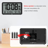 WallarGe Auto Set Digital Wall Clock Battery Operated, Desk Clocks with Temperature, Humidity and Date, Large Display Digital Calendar Alarm Clock for Elderly, Bedroom, Office, 8 Time Zone, Auto DST.