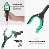 Ruizzrlhb Grabber Reacher Tool 32 Inch 2-Pack with Strong Grip Magnetic,Trash Picker Grabber 360°Rotating Anti-Slip Jaw for Elderly,Trash Claw Grabber Mobility Aid Reaching Assist Tool,Green