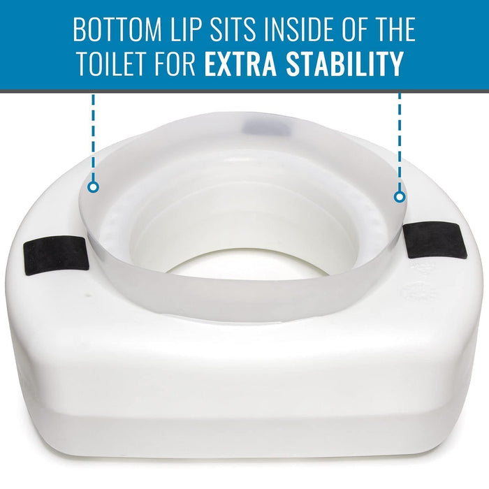 HealthSmart Raised Toilet Seat Riser That Fits Most Standard (Round) Toilet Bowls for Enhanced Comfort and Elevation with Slip Resistant Pads, FSA HSA Eligible, 15.7 x 15.2 x 6.1"