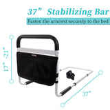 Bed Rails for Elderly Adults Safety with Adjustable Heights Storage Pocket Assist Support Side Railings Seniors Slides Under Mattressbed Cane Guard Bed Handles Bars (White with Phone Holder)