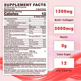 2Pack Sugar-Free Hydrolyzed Collagen Peptide Filled Gummies, with 1500mg Protein Type I,II,III,V,X with 5000mcg Biotin Vitamin C A E D3 B6 B12 for Immune Digestion Skin Hair Nails Energy Bone Joint