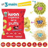 IWON Organics Caramelized Onion Flavor Protein Puff, High Protein and Organic Healthy Snacks, 8 Bags