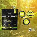 Enhanced Electrolyte Powder Stick Packs (Lemon Lime - 20 Packets) Sugar Free + BCAA B-Vitamins & Real Salt® - Keto Electrolytes, Hydration Powder