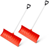 Leriton 2 Pcs Snow Pusher 24.8'' Snow Shovel with D-Grip Handle Snow Plow for Driveway Doorway Sidewalks, Orange