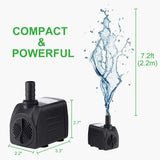 GROWNEER 2 Packs 550GPH Submersible Pump 30W Ultra Quiet Fountain Water Pump, 2000L/H, with 7.2ft High Lift, 3 Nozzles for Aquarium, Fish Tank, Pond, Hydroponics, Statuary