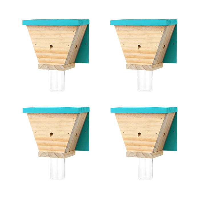 GRTRE 4 Pack Wood Carpenter Bee Trap for Outside - Wood Boring Bee Trap - Best Bee Trap - Nature Shed Style Carpenter Bee Traps Outdoor Hanging