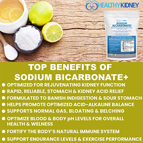 Organic Sodium Bicarbonate Alkaline Supplement For Alkalinity. Support Kidneys & Stomach Acid Neutralizer with Alkaline Superfoods. Sodium Bicarbonate Powder Kidney Immune Support Antacid Sports 1 LB.