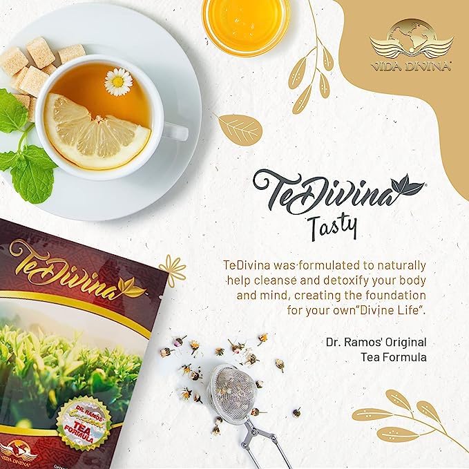 Vida Divina TeDivina Detox Tea All Organic Healthy Cleansing Formula, Caffeine Free All Natural Colon Cleanse Digestive Tea and Body Detox, 12 Blended Herbs - Original Flavor 0.3oz (Pack of 1)