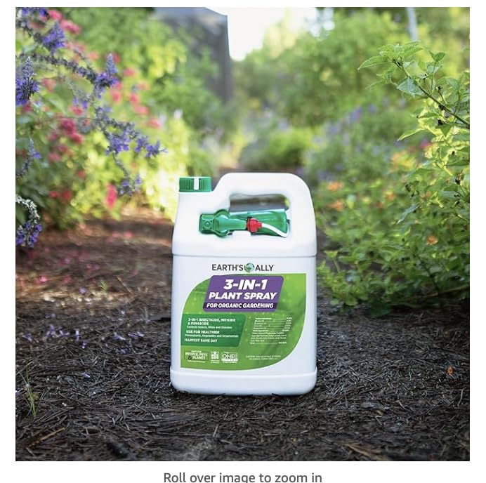 Earth's Ally 3-in-1 Plant Spray | Insecticide, Fungicide & Spider Mite Control, Use on Indoor Houseplants and Outdoor Plants, Gardens & Trees - Insect & Pest Repellent & Antifungal Treatment, 1gal