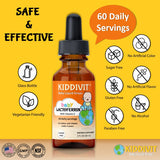 Kiddivit Baby Lactoferrin Liquid Drops - 60 Daily Servings, 2 Fl Oz (60 mL) - Inulin Fortified (Prebiotic, Dietary Fiber) - Sugar Free, Gluten Free, Vegetarian Friendly