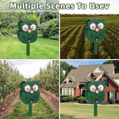 2024 Upgraded Ultrasonic Pest Repeller Outdoor Solar Animal Repellent with Motion Sensor Cat Repellent Outdoor Waterproof to Repel Dog Raccoon Fox Rabbit Deer Squirrel Skunk Repellent for Yard Garden