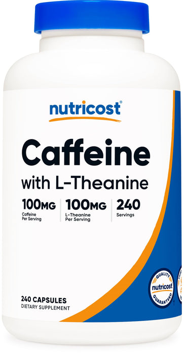 Nutricost Caffeine with L-Theanine, 100mg of Each, 240 Capsules, 240 Servings - Non-GMO and Gluten Free