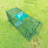 Collapsible Humane Live Animal Cage Trap No-Kill Trapping Kit for Humane Catch Release Rabbits, Stray Cat, Squirrel, Raccoon, All Fit Sized Animals, Heavy Duty, 2-Door 26" x 9.5" x 10.2", Hidden Green