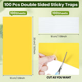 Qualirey 100 Pcs Double Sided Sticky Traps for Flying Plant Insect Like White Flies Aphids 7.87 x 3.9 Inch Sticky Gnat Traps Killer Fruit Fly Traps for Indoor Outdoor Including Twist Ties (Yellow)