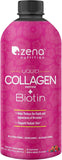 Zena Liquid Collagen Peptides + 5000mcg Biotin for Women & Men - Promotes Hair, Nails, Skin - Type 1 & 3-2500mg Collagen, 60 Servings 20.3 Fl Oz