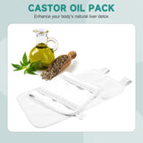 3Pcs Castor Oil Pack Wrap, Reusable Organic Castor Oil Pack for Liver Detox Insomnia, Constipation and Inflammation, Adjustable Elastic Strap Bamboo Cotton Machine Washable, Less Mess Anti Oil Leak