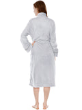 PAVILIA Womens Housecoat Zip Robe, Fleece Zip Up Front Robe Bathrobe, Plush Warm Zipper House Coat Lounger for Women Ladies Elderly with Satin Trim, Pockets, Long - Light Gray (Large/X-Large)