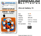 Premium Batteries Size 13 ZA13 P13 PR48 1.45V Zinc Air Hearing Aid Batteries Orange Tab (180 Batteries)