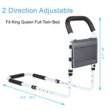 EliaValth Bed Rails for Elderly Adults Safety, Bed Rail with Storage Pocket, Bed Cane, Bed Rail for Elderly with Adjustable Height & Length Fit Bed Rails for Queen Bed, King Full Twin Size Bed