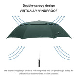 G4Free 62 Inch Automatic Open Golf Umbrella Extra Large Oversize Double Canopy Vented Windproof Waterproof Stick Umbrellas(Dark Green)