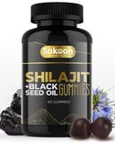 SAKOON Pure Shilajit Supplement Gummies with Black Seed Oil, High Potency Pure Himalayan Resin for Energy, Immune Support, and Cognitive Function, Lab Tested Chewables