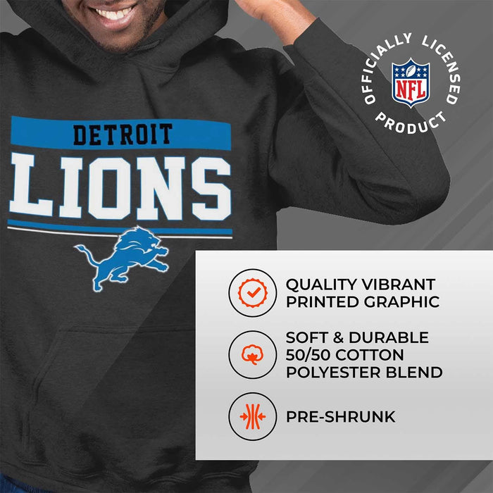 Team Fan Apparel NFL Adult Gameday Charcoal Hooded Sweatshirt - Cotton & Polyester - Stay Warm & Represent Your Team in Style (Detroit Lions - Black, Adult XX-Large)