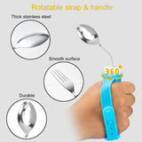 HoEase Bendable Adaptive Utensils for Elderly, Disabled People, Parkinson’s, Arthritis, Hand Tremors, Weak Hand Grip & Handicapped, Arthritic Hands - Non-Slip Handles, Easy Grip for Shaking Hands