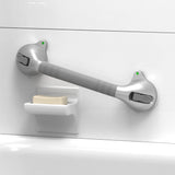 AmeriLuck 16.5inch Suction Bath Grab Bar with Indicators, Balance Assist Bathroom Shower Handle, Silver/Grey（Pack of 2）