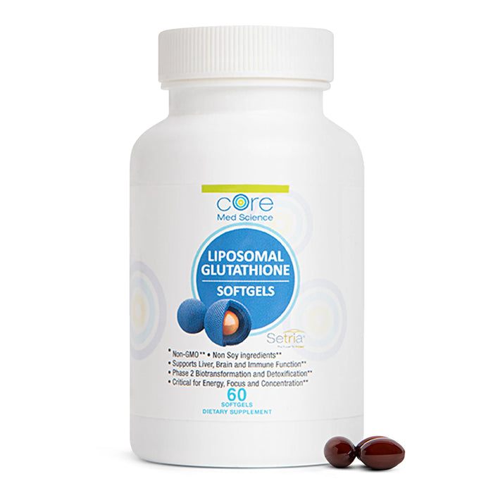 Core Med Science Liposomal Glutathione Supplement (500mg, 60 Softgels) - Pure Reduced Setria with Phospholipid Complex - Antioxidant Supplement for Energy, Brain Health, Skin & Liver Health