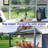 PALONE Solar Bug Zapper 2-in-1 Mosquito Killer Lamp Indoor 4500V Fly Zapper Outdoor Solar Powered with Ground Pole Type-C Rechargeable Insect Fly Trap with UV Light for Home Patio Backyard Camping
