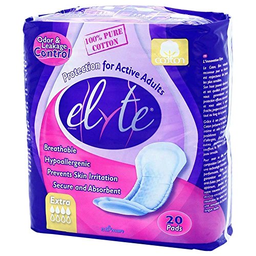 Elyte Cotton Hypoallergenic Bladder Control Pads, Extra, Case/120 (6/20s)