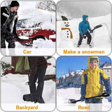 Snow Shovel for Car Driveway - 4 in 1 Survival Shovel with Aluminum Handle and Wide Ice Scrape, Lightweight Sport Utility Detachable Shovel for Garden, Car, Camping