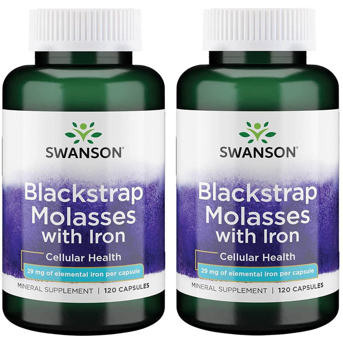 Swanson Blackstrap Molasses - Natural Iron Supplement Promoting Healthy Skin - Premium Wellness Formula - (120 Capsules, 29mg Each) 2 Pack