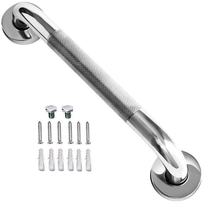 12 Inch Anti Slip Shower Grab Bar Handle, ZUEXT Chrome Finish Stainless Steel Bathroom Grab Bar, Knurled Bathroom Balance Bar,Safety Hand Rail Support,Handicap Elderly Injury Senior Assist Bath Handle