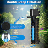 Aquarium Filter for 40-150 Gallon Tank, U-V Fish Tank Green Clean Machine Submersible Powerful Pump Canister Filter 400GPH for Pond Turtle Tank Saltwater Freshwater Crystal Clear Green Killing