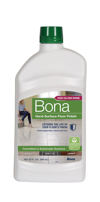 Bona Multi-Surface Floor Polish - 32 fl oz - High Gloss Shine - 32 oz covers 500sq ft of flooring - for use on Stone, Tile, Laminate, and Vinyl Floors