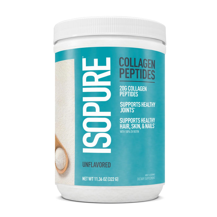 Isopure Collagen Peptides Powder, 14 Servings, Unflavored, with Vitamin C, with Biotin