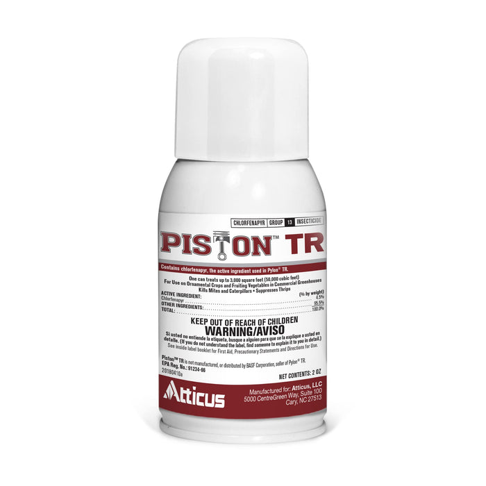 Piston TR Greenhouse Fogger (2oz Can) by Atticus (Compare to Pylon) - Total Release Chlorfenapyr Insecticide/Miticide - Controls Mites, Thrips, Caterpillars, and Adult Fungus Gnats