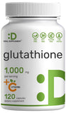 Glutathione Supplement 1,000mg Per Serving, 98% Purity | Plus Vitamin C 500mg, Active Reduced Form (GSH) | 120 Capsules – Intracellular Antioxidant – Supports Immune Healt