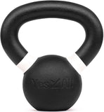 Yes4All Powder Coated Kettlebell Weights with Wide Handles & Flat Bottoms Cast Iron Kettlebells for Strength, Conditioning & Cross-Training