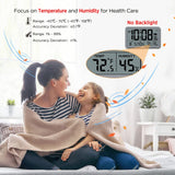 WallarGe Auto Digital Wall Clock with Temp, Humidity, Date, Alarm - For Elderly, Office, 8 Time Zones, Auto DST