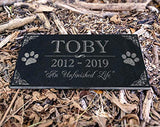 You Left Paw Prints on Our Hearts Pet Memorial Stones Personalized Headstone Grave Marker Absolute Black Granite Garden Plaque Engraved with Dog Cat Name Dates