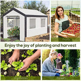 Outsunny 10' L x 7' W x 7' H Outdoor Walk-in Tunnel Greenhouse, Garden Warm Hot House with Roll Up Windows, Zippered Door, and Weather Cover, White/Dark Grey