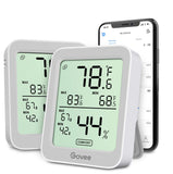 Govee Indoor Hygrometer Thermometer 2 Pack, Humidity Temperature Gauge with Large LCD Display, Notification Alert with Max Min Records, 2 Years Data Storage Export for Room Greenhouse, Grey