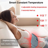 Portable Cordless Electric Waist Belt Device, Fast Heating Pad with 3 Heat Levels and 3 Massage Modes, Back or Belly Heating Pad for Women and Girl
