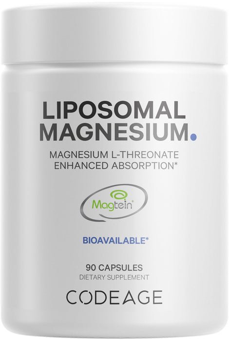 Codeage Liposomal Magnesium L-Threonate Supplement, Patented Magtein Magnesium Threonate for Brain Health, Memory and Cognitive Function Support, Bioavailable L Threonate, Non-GMO - 90 Capsules