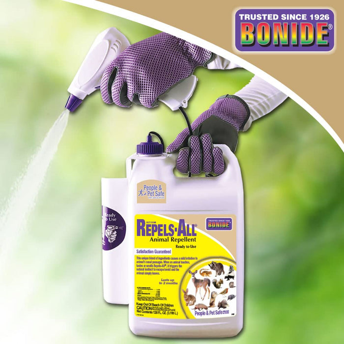 Bonide Repels-All Animal Repellent, 128 oz Ready-to-Use with Power Sprayer, Deters Pests from Lawn & Garden, People & Pet Safe