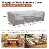 Patio Furniture Set Cover Waterproof, Mrrihand Outdoor Sectional Sofa Set Cover Heavy Duty 600D Table and Chair Set Cover 98" L× 78" W× 30" H