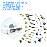 Moccdor 3.0Ah 24V Replacement Lithium-ion Battery for Snow Joe + Sun Joe 24V Series Cordless Power Tools, Compatible with Snow Joe 24VBAT-LTX 24VBAT-LTW 24VBAT-LTE 24VBAT 24V-X2-SB18 24VBAT-XR