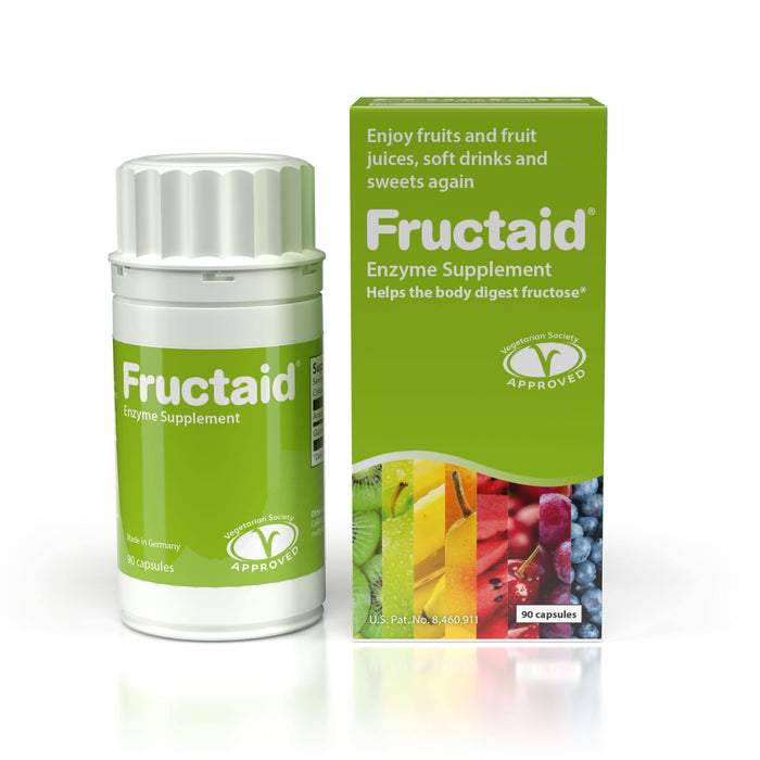 Fructaid Enzyme Supplement – 90 Capsules, so That You can Enjoy Fruits, Fruit Juices, Soft Drinks, and Sweets Again, Dietary Supplement, Gluten-Free, Lactose-Free